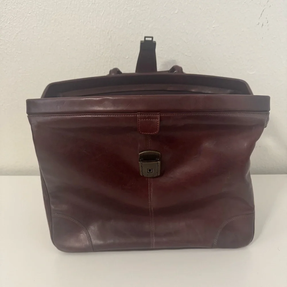 Bosca Dolce Chestnut Brown Leather Briefcase with Top Handle (Key) NWOT Doctors